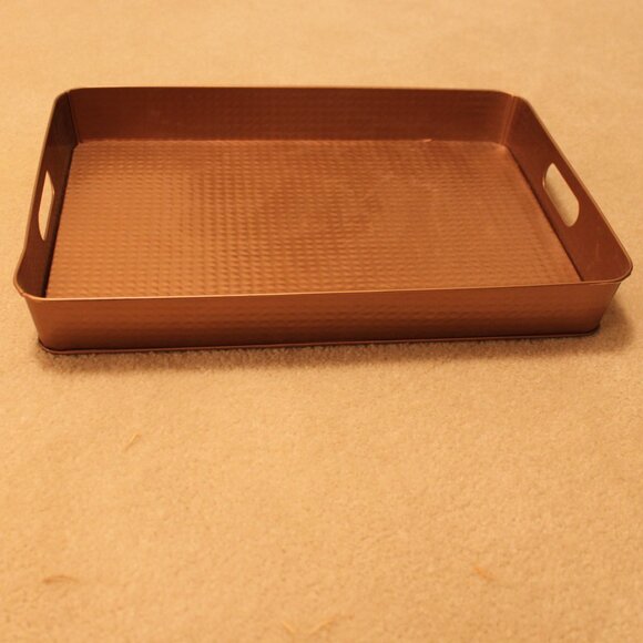 12" x 16 1/2" copper colored tin serving tray/centerpiece perfect for fall decor - Picture 2 of 10